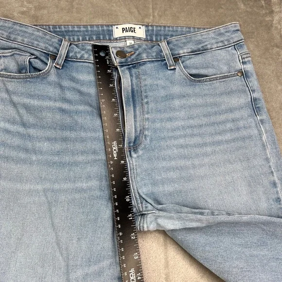 Paige Jeans Womens 31 Blue Hoxton Slim Crop Light Wash High Rise Frayed Denim - Picture 10 of 16